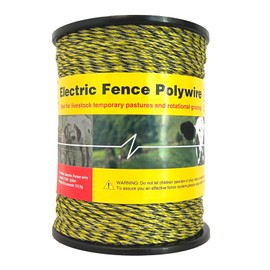 Upgraded Electric Fence Polywire 1722 Feet 525 Meters, 6 Stainless Steel Strands for Reliable Conductivity and Rust Resistance, Easy to Install,Portable Electric Fencing,Yellow and Black Color