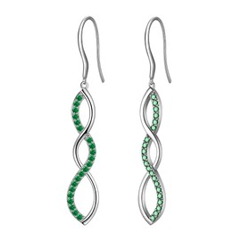 Aurora Tears, Women's 925 Sterling Silver, Spiral Earrings with Small Crystal, Gold-Plated Silver, Green