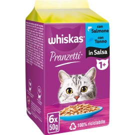 WET CAT FOOD WHISKAS FISH LUNCHES FOR ADULT CAT 6 BAGS 50g
