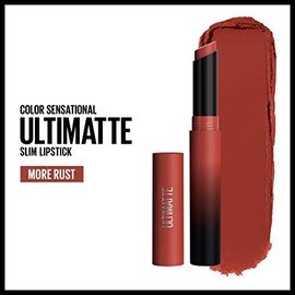 Maybelline New York Color Sensational Ultimatte Matte Lipstick, Non-Drying, Intense Color Pigment, More Rust, Rusty Red, 1 Count