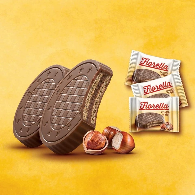 Fiorella Crunch Wafer Cookies, Milk Chocolate Covered Crispy Thin Crunch