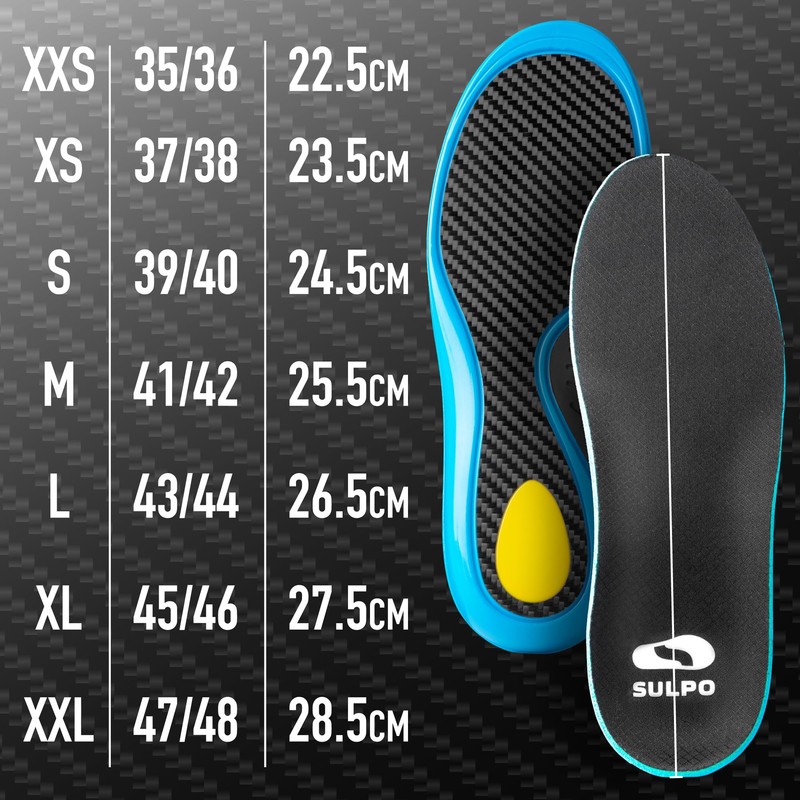 SULPO Carbon Fibre Sports Insoles with Arch Support for Comfort