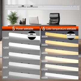 8FT LED Shop Light, ETL Listed 5 Power(60W-150W)& 6CCT(3000K-6500K) All in 1, 8 Foot LED Linear Lights Fixture, Up to 22500 LM Super Bright & Energy Save, LED Shop Lights for Workshop 8FT, DLC(2 PCS)