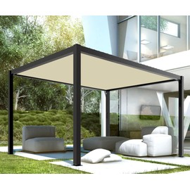 Coarbor 6'x16' Waterproof Sun Shade Sail Rectangle Straight Edge Awning Canopy Shade for Pergola Patio Gazebo Backyard Block Direct Sunlight with Grommets-Beige