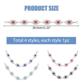 Hobbspring 4Pcs DIY Hat Chains 4 Colors Fashionable Turquoise Trucker Hat Accessories 11.22 inch Western Cowboy Detachable Baseball Cap Chains for Mesh Baseball Cap Brim Hat Charms Decor