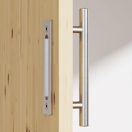 CCJH 24 cm Barn Door Handle Sliding Door Handle Stainless Steel Sliding Door Pull Handle Set Double-Sided Silver