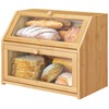 Vriccc Large Bread Box,Bamboo Wood for Kitchen Counter, Corner Bread