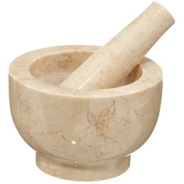 Cilio Champagne Marble Mortar and Pestle, 4-Inch, Cream