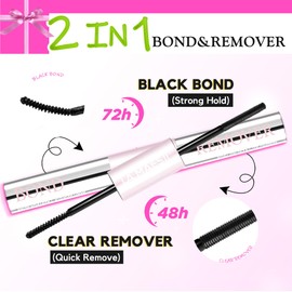 LA MAESII Lash Bond and Remover, 2 in 1 Lash Cluster Glue and Lash Remover for Eyelash Clusters Waterproof Lash Glue with Strong 72H Hold, Quick Removal Without Residue