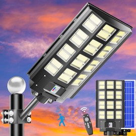 Vzyhik Super Bright 1600W 𝙎𝙤𝙡𝙖𝙧 𝙎𝙩𝙧𝙚𝙚𝙩 𝙇𝙞𝙜𝙝𝙩| Waterproof IP67 | Snow and Lightning Protection | Zero Electricity Cost | Ideal for Outdoor Parking Lots|1-Pack