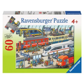 Ravensburger Railway Station Jigsaw Puzzle - Unique 60-Piece Puzzle for Kids, Anti-Glare Surface | FSC-Certified Materials | Great for Developing Skills & Creativity