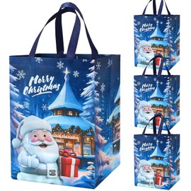 4Pack Large Christmas Gifts Bags Multipack,DXTXTJ 18 * 31 * 41cm Christmas Wrapping Bags, White Blue Santa Claus Christmas Bags for Presents Christmas Party