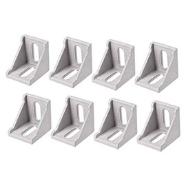 sourcing map Inside Corner Bracket Gusset, 40mm x 40mm for 4040 Series Aluminum Extrusion Profile, 8 Pcs (Silver)