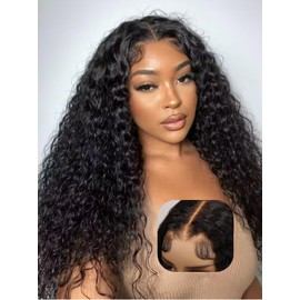 UNICE Bye Bye Knots Glueless Wig Pre Plucked Pre Cut Water Wave 7x5 Lace Front Wigs Human Hair Wet and Wavy Put on and Go Glueless Human Hair Wig 150% Density 16 inch