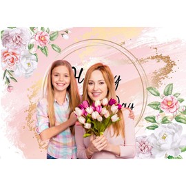 Dudaacvt 10x8ft Happy Mother's Day Backdrop Floral Golden Dots Mothers Day Birthday Photography Background for Women Vinyl Thanks Mother's Day Photo Booth Props