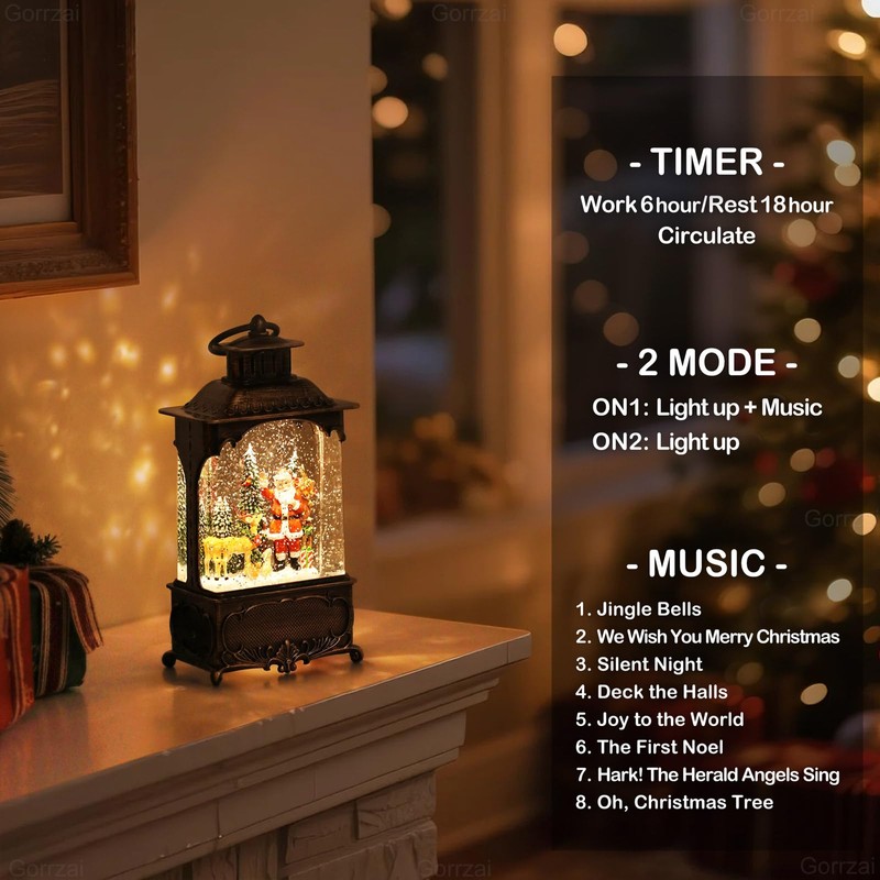 Santa Snow Globe Lantern Christmas Snow Globes, Lighted Christmas Decorations