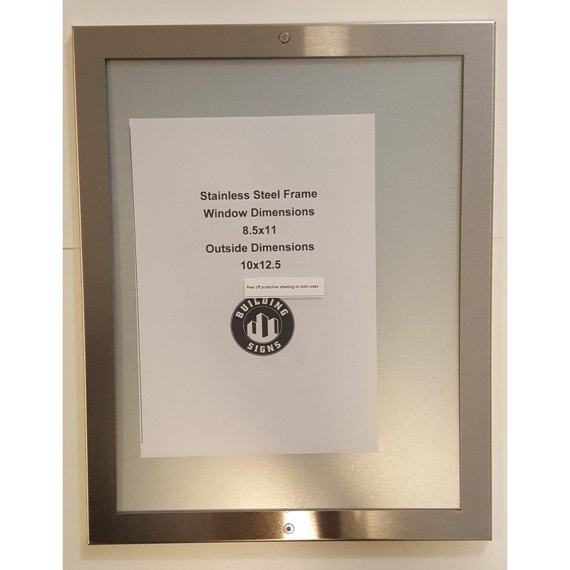 Elevator Notice frame 8.5" x 11" stainless Steel