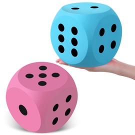 Shappy 6 Inches Foam Dice Fun Filled Large Educational Toy Kawaii Giant Dice Decorative Eva Foam Jumbo Cube Big Square Building Blocks for Game Nights Learning Sessions (Pink and Blue,2 Pcs)