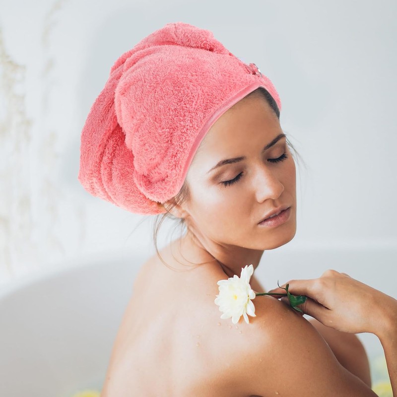 Toalla de Microfibra Cabello Rojo, Súper Absorbente Secado Rápido, Gorro