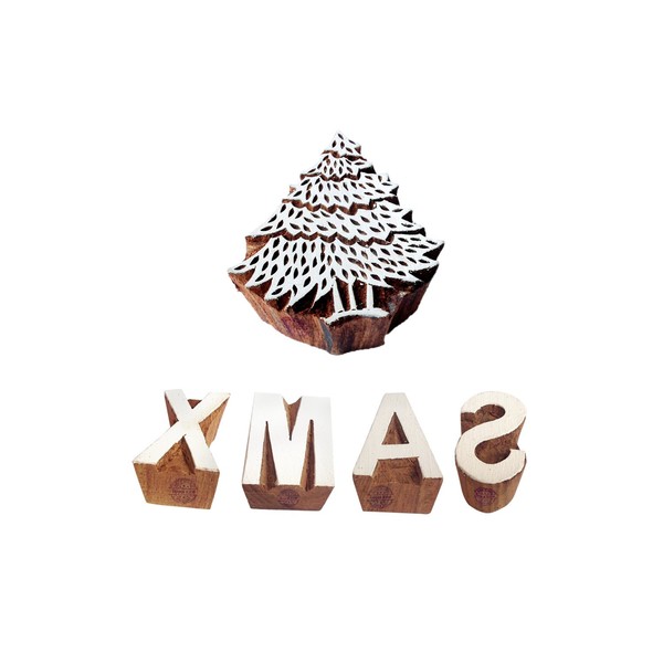 Royal Kraft Intricate Wood Blocks Artistic Xmas Tree Letter Shape