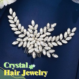 JEWEKY Bride Wedding Rhinestone Hair Comb Silver Bridal Crystal Hair Jewelry for Women