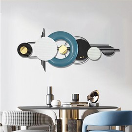 Modern Metal Wall Decor,Geometric Circle Contemporary Home Decor, Large 42x 16 Inches Metal Wall Sculpture,Handmade Wall Hanging Wall Decor for Living Room/Dinning Room/Bedroom/Entryway/Hallways