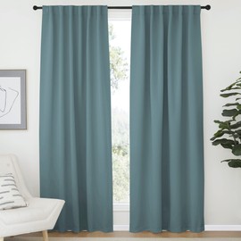 NICETOWN Blackout Curtain Panels Window Draperies - (Greyish Blue Color) 52x84 inch, 2 Pieces, Insulating Room Darkening Blackout Drapes for Bedroom