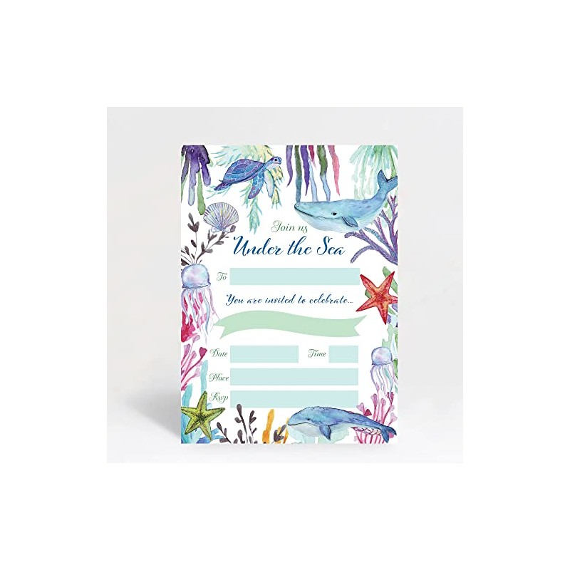 Hip Hip Hooray Under the Sea Themed Birthday Party Invitations