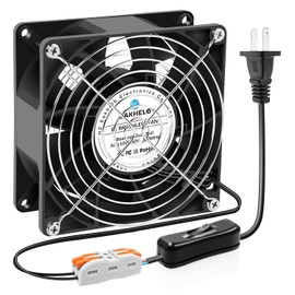 Eakhelb EC 9238 Axial Fan，92x92x38mm Muffin Fan, 110V 120V 220V 240V AC 92mm x 38mm Cooling Fan, Dual Ball Bearing with AC ON/Off Switch Extender Cable,for DIY Cooling Ventilation Exhaust Projects