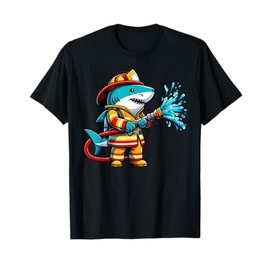 Shark Fireman on Firefighter Shark Kids Boys T-Shirt