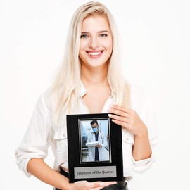Pre-designed Employee of the Month, Quarter or Year Award Plaque - 8 x 10" Photo Plaque holds a 6 x 4" Portrait Photo (Quarter)