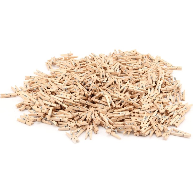 SHATCHI 100pcs 25mm Plain Mini Wooden Craft Pegs Paper Photo