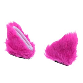 X AUTOHAUX 1 Pair Motorcycle Plush Cat Ears Shape Helmet Decor Rose Red White