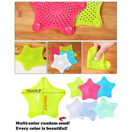 AKOAK Starfish Hair Catcher Silicone Floor Drain Cover Plug Bathroom Drainage Filter Hair Catcher to Prevent Clogging in Bathtubs, Kitchen Sinks, and Showers, Pack of 5