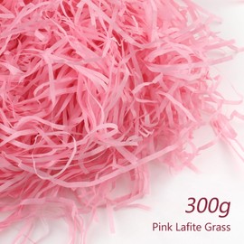 XIAQICA Ostergras Natur 300g Füllmaterial Geschenkkorb Rosa Easter Grass für Osternester, Valentinstag, Muttertag und Geschenkverpackung