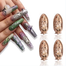20PCS 3D Embossed Virgin Mary Nail Charms, Virgen De Guadalupe Diamonds Nail Art Decoration and Jewelry Making for Women Colorful