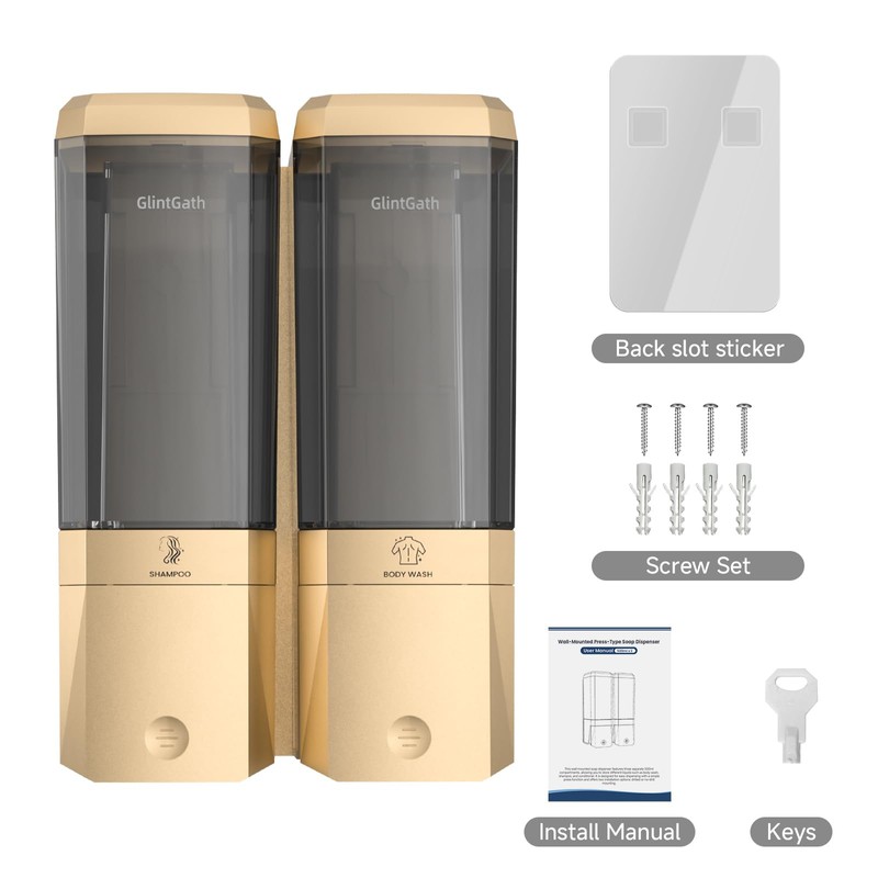 Shampoo and Conditioner Dispenser,Shower Dispenser 2 Chamber No Drill Shampoo