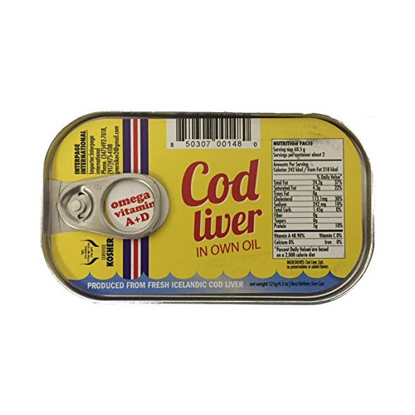 Cod Liver In Own Oil 4.3 oz. (Pack of 15)