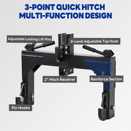 SYNTHACY 3 Point Quick Hitch with Quick Attach Adapter, Heavy-Duty Category 1 3pt Hitch Receiver for Tractor, 3000lbs Capacity Steel Quick Connect Three Point Hitch for Farm Equipment, Black
