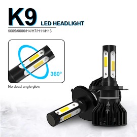 SHENKENUO White H4 9003 LED Headlight Bulbs Car & Truck Parts Hi&Low Dual Beam Kit 6000K