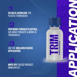 GYEON Trim Evo Ceramic Trim Restorer Applicator Kit Black Plastic & Trim Restorer Hydrophobic SiO₂ Coating Enhances Color Saturation UV Protection Durable Satin Finish Restore Faded Auto Exterior Trim