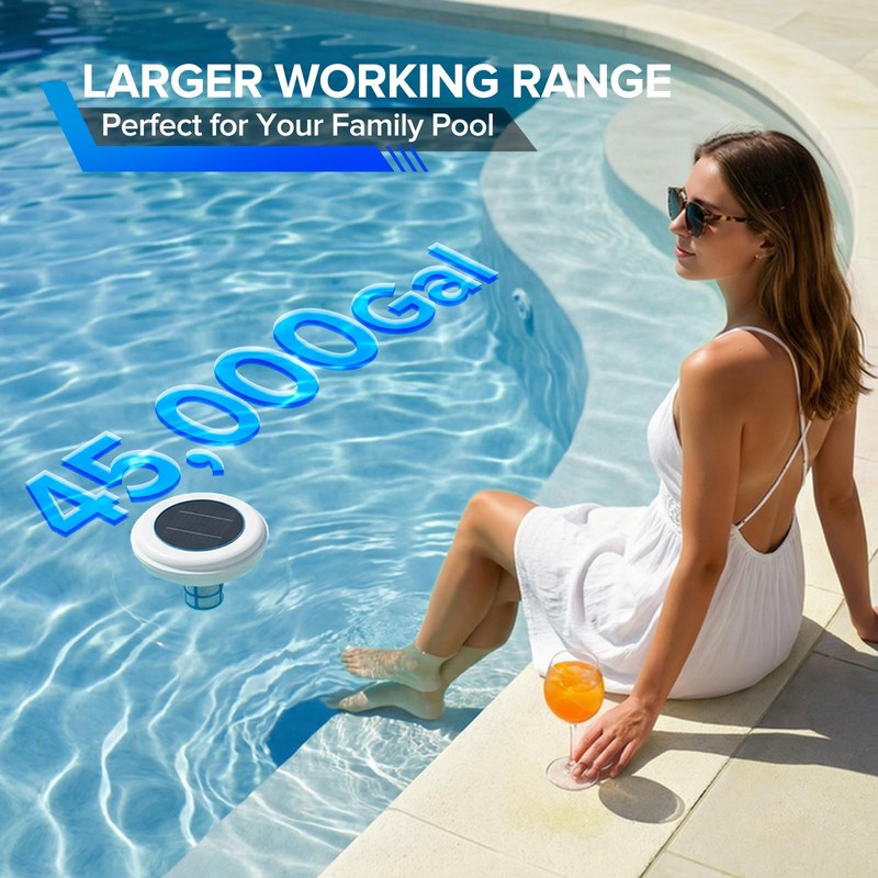 Aisdan Solar Powered Pool Maintenance System, Upgraded High-Efficiency Solar Panel