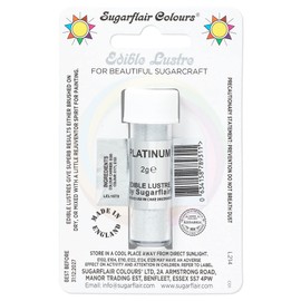 Sugarflair Platinum Edible Lustre Dust, Add a Lustrous Shine to Cakes or Decorations. Brush On or Add Rejuvenator to Create Eye-Catching Edible Paint, Gives Shine to Your Bakes - 2g