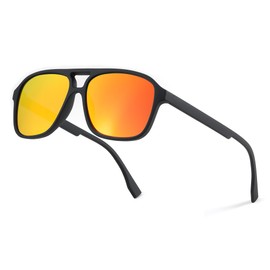 FEISEDY Retro Polarized Aviator Sunglasses for Men Women Classic Men's Style Square TR Frame Vintage Shades B0120