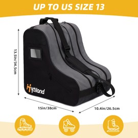 Hytiland Roller Skate Bag, Breathable Ice Skate Bag with Adjustable Shoulder Strap Large Capacity Skate bag Fit Inline Skates,Ice Skates, and Most Roller Skate Accessories for Kids and Adults, B Black