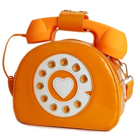 QiMing Retro dial telephone Crossbody Shoulder Bag,Pu Movable microphone Purse for Women