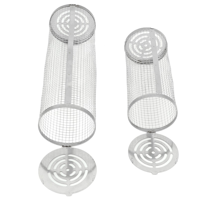 2PCS BBQ Net Tube Stainless Steel Barbecue Grill Basket Rolling