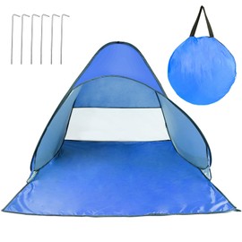KOCASO Pop Up Beach Tent for 2-3 Person, Outdoor UPF 50+ Camping Tent, Shade Sun Shelter Beach Canopy, Portable Beach Tent w/Net Window & Storage Bag for Outdoor Beach Camping Fishing Park Lake, Blue