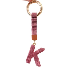 ZVRSUA Key Ring Letter for Women and Girls, Key Fob Pink, Gliter, Accessories for Keys/Car Keys/Backpacks and Handbags, Gifts for Women, pink