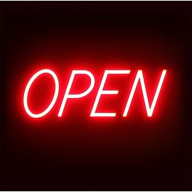 Optiva Open Signs for Business. Small, Affordable, and Extra Bright LED Open Sign with Remote Control, Red, 20 inches